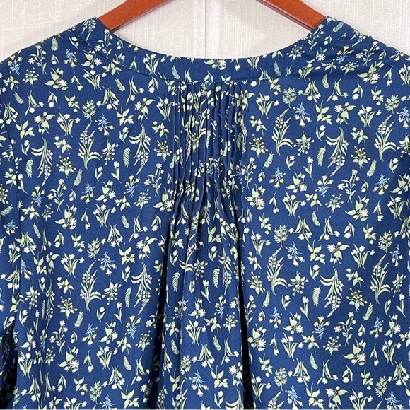 Jachs Girlfriend Floral Blue 3/4 Sleeve Flowy Boho Blouse Top Size M - Picture 9 of 12